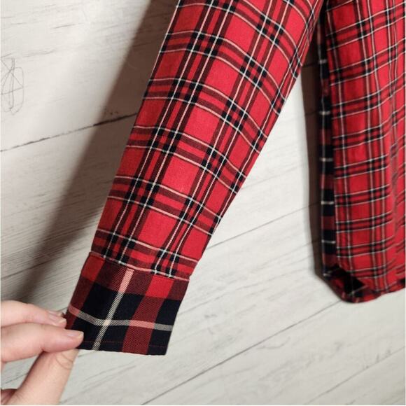 Madewell Size XS‎ Red Classic Ex-Boyfriend Shirt in Plaid Patchwork - Picture 11 of 13